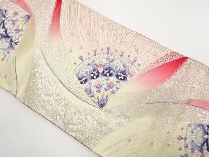 アンティーク　華紋に花更紗模様織出し袋帯（材料）